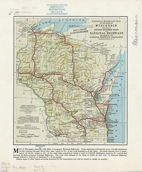 Map of Wisconsin (National Highways Association)